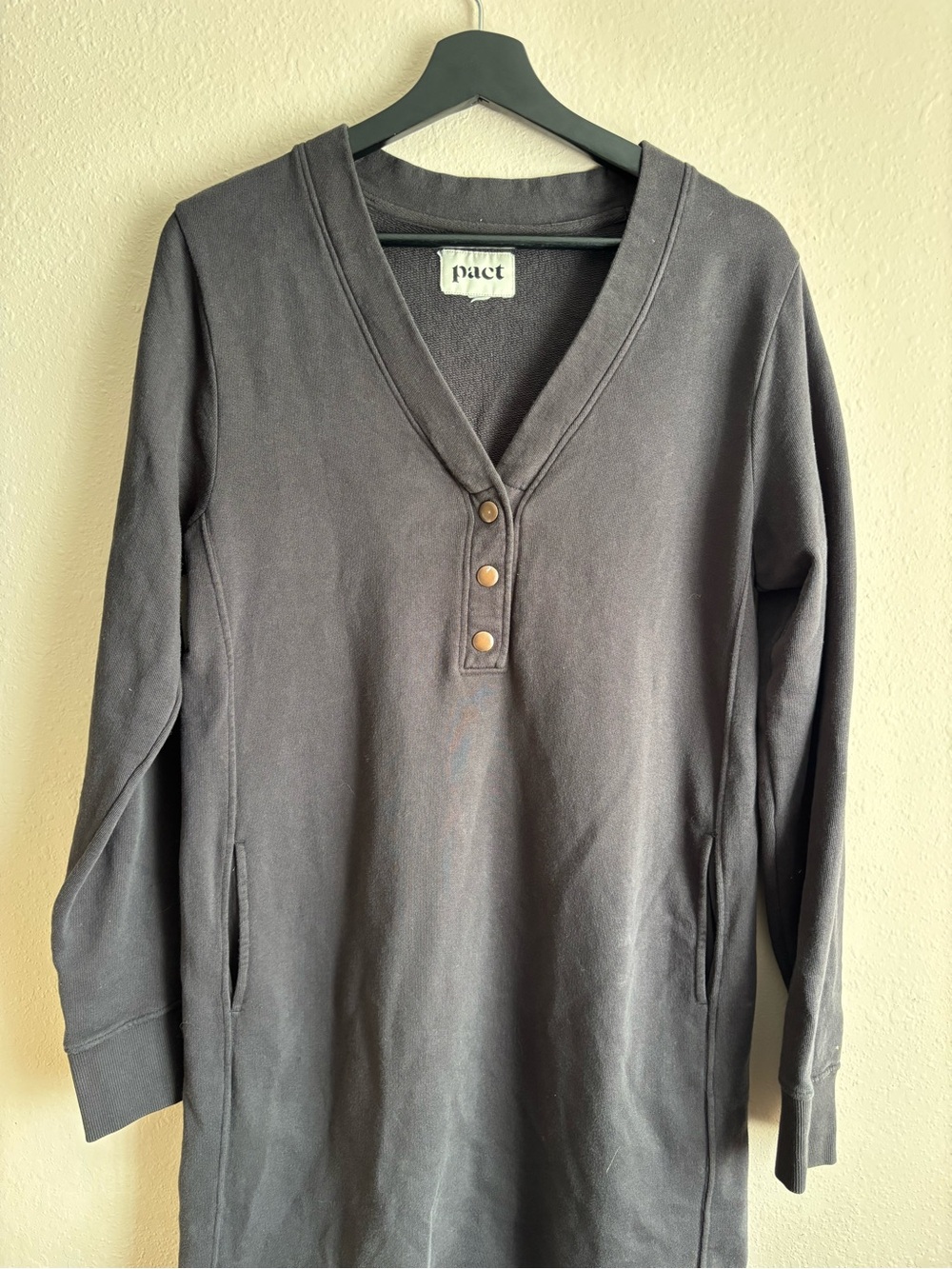Pact Organic Cotton The Downtime Henley Sweatshirt Dress